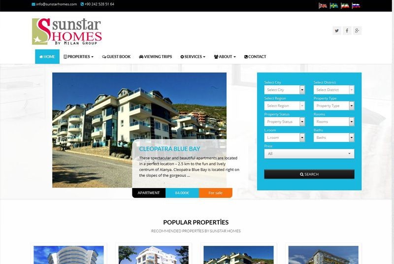 Alanya Web Tasarım - Sunstar Homes 